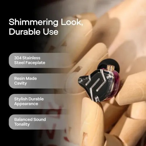 KZZS10PROPurpleWithMic-IEM35MusicianInEarMonitorEarphones4BA1DD5Driver10mmmeta