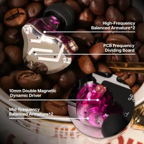 KZZS10PROPurpleWithMic-IEM35MusicianInEarMonitorEarphones4BA1DD5Driver10mmmeta