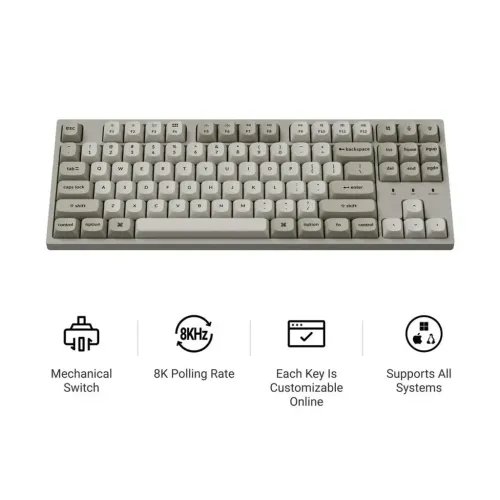 KeychronC1ProC1PX-M3QMKVIAMechanicalBrownSw.-8KPollingRateHotSwap.80USRetroRGB