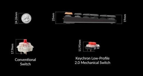 KeychronK1V6K1X-B1QMKWirelessMechanicalKeyboardRedSwitchRGB80USLayout