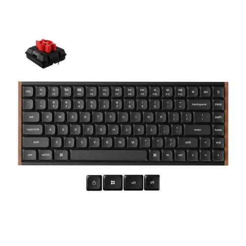 KeychronK3UltraK3U-H1QMK8KWirelessMechanicalKeyboardRedSwitchLowProfileWoodFrame75
