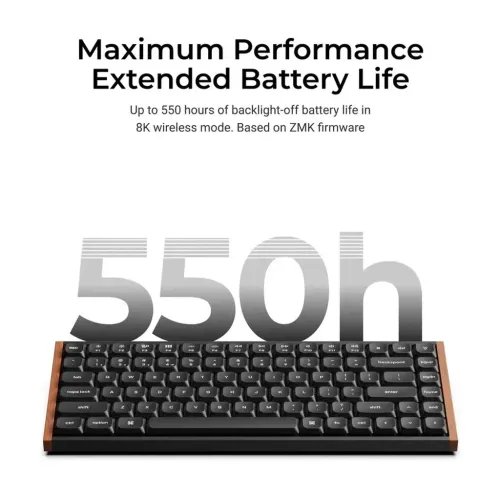 KeychronK3UltraK3U-H1QMK8KWirelessMechanicalKeyboardRedSwitchLowProfileWoodFrame75
