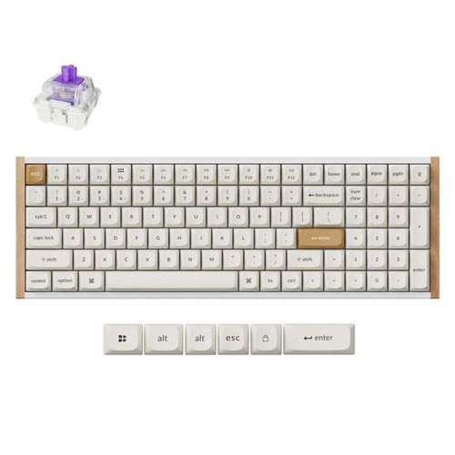 KeychronK4HEK4H-Q1SpecialWoodEditionWhiteWirelessMagneticHallEffectRGBKeyboard96US