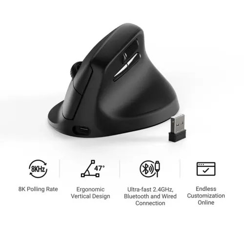 KeychronM5M5-A23WirelessErgonomicVerticalMouse8KPollingRateBlack