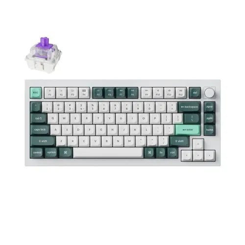 Keychron Q1 HE Q1H-P1 QMK White Wireless Custom Hall Effect Keyboard Purple Switch US Layout