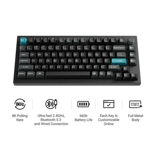 KeychronQ1UltraQ1U-M4ZMKRGB8KWirelessCustomMechanicalKeyboard-BananaSwitch75US