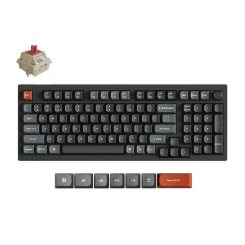 KeychronV5UltraV5U-D1QMKVIA8KWirelessCustomMechanicalKeyboardRedSwitchRGB96US