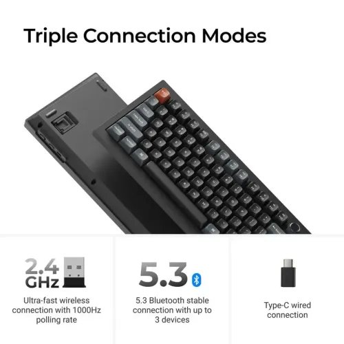 KeychronV6UltraV6U-D3QMKVIA8KWirelessCustomMechanicalKeyboardBrownSwitchRGB100US