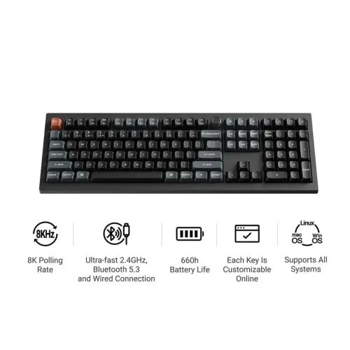 KeychronV6UltraV6U-D3QMKVIA8KWirelessCustomMechanicalKeyboardBrownSwitchRGB100US