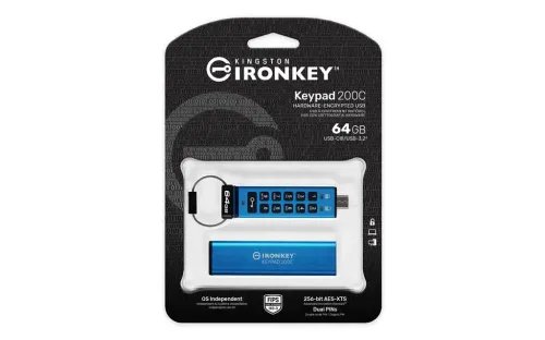KingstonTechnologyIronKey64GBUSB-CKeypad200CFIPS140-3Lvl3PendingAES-256