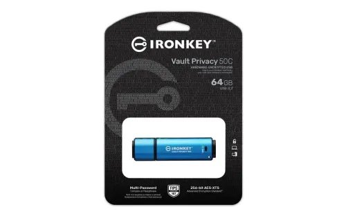 KingstonTechnologyIronKey64GBUSB-CVaultPrivacy50CAES-256EncryptedFIPS197