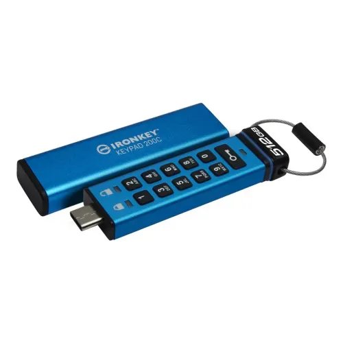 KingstonTechnologyIronKeyKeypad200CUSBflashdrive512GBUSBType-C3.2Gen13.1Gen1Blue