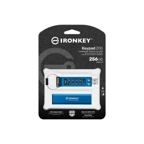 KingstonTechnologyIronKeyKeypad200USBflashdrive256GBUSBType-A3.2Gen13.1Gen1Blue