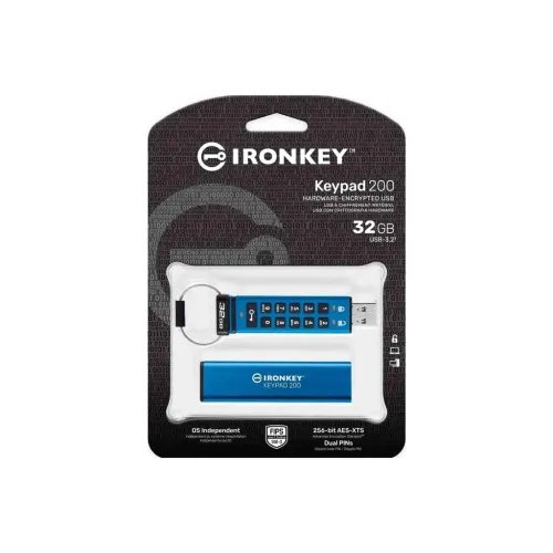 KingstonTechnologyIronKeyKeypad200USBflashdrive32GBUSBType-A3.2Gen13.1Gen1Blue