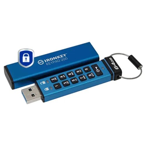 KingstonTechnologyIronKeyKeypad200USBflashdrive64GBUSBType-A3.2Gen13.1Gen1Blue