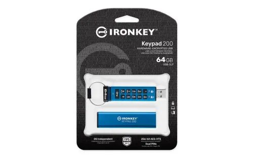 KingstonTechnologyIronKeyKeypad200USBflashdrive64GBUSBType-A3.2Gen13.1Gen1Blue