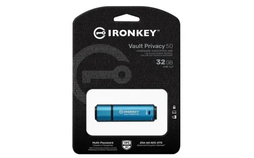 KingstonTechnologyIronKeyVaultPrivacy50USBflashdrive32GBUSBType-A3.2Gen13.1Gen1Blue