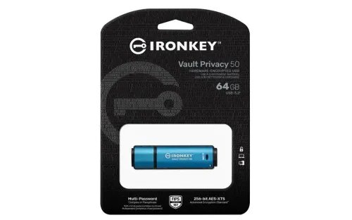KingstonTechnologyIronKeyVaultPrivacy50USBflashdrive64GBUSBType-A3.2Gen13.1Gen1Blue