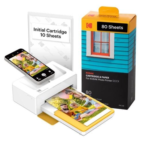 KodakDockPlus4PASSWirelessSmarphonePhotoPrinter10x15cmAccessoryPackagewith10Shee