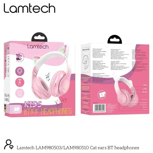 LAMTECHBT5.3KIDSHEADPHONESCHERRYBLOSSOMKITTYCAT
