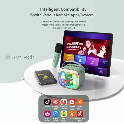 LAMTECHBT5.4RGBKIDKARAOKESPEAKERGREENWITHMICKRODDY