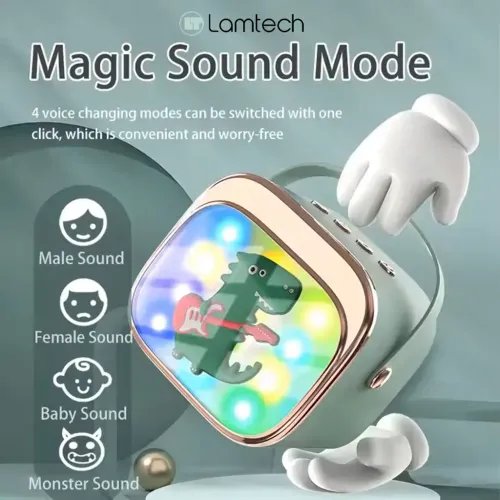 LAMTECHBT5.4RGBKIDKARAOKESPEAKERGREENWITHMICKRODDY