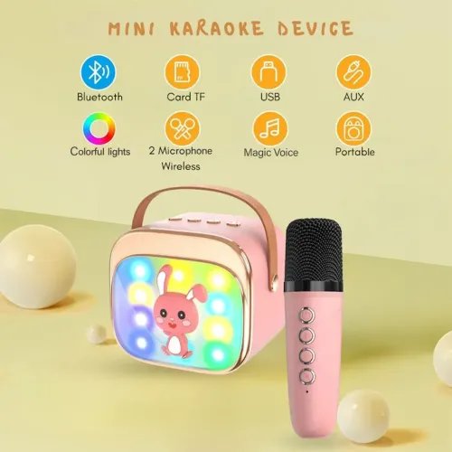 LAMTECHBT5.4RGBKIDKARAOKESPEAKERPINKWITHMICHOPPEE