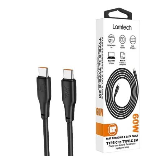 LAMTECHCHARGEANDDATACABLETYPE-CTOTYPE-C60W2MBLACK