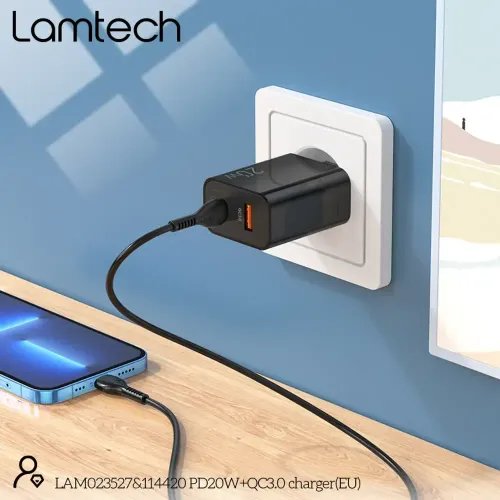LAMTECHCHARGERUSBQC3.0TYPE-C20WBLACK
