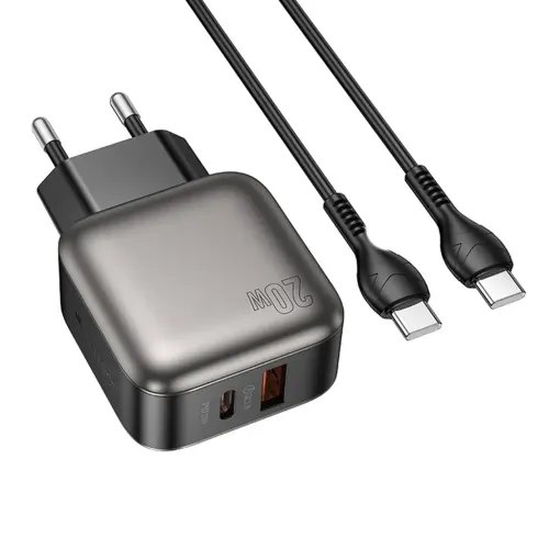 LAMTECHDUALPORTQC3.0CHARGERSETPD20WWITHTYPE-CTOTYPE-CCABLE60W1MGREY