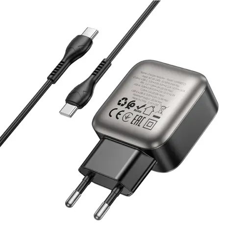 LAMTECHDUALPORTQC3.0CHARGERSETPD20WWITHTYPE-CTOTYPE-CCABLE60W1MGREY