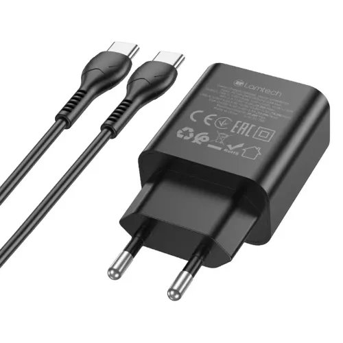 LAMTECHDUALPORTQC3.0PD20WCHARGERWITHTYPE-CTOTYPE-CCABLE60W1MBLACK