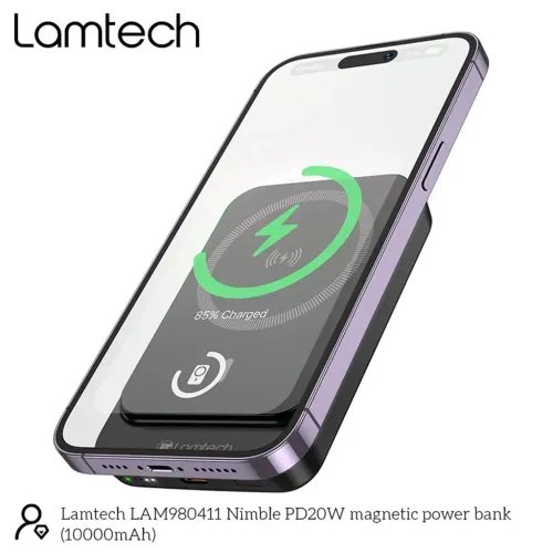 LAMTECHMAGNETIC20WWIRELESSCHARGINGPOWERBANK10000MAHBLACK