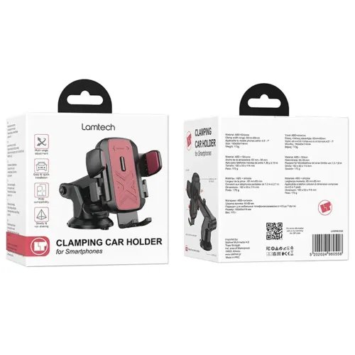 LAMTECHMULTI-ANGLECLAMPINGCARHOLDERFORSMARTPHONESUPTO7BLACKRED