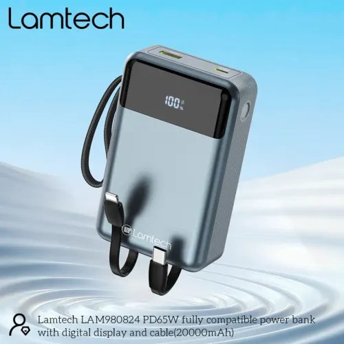 LAMTECHPOWERBANK20000MAHWITHTYPE-CANDLIGHTNINGBUILT-INCABLESQC3.0PD65W