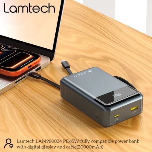 LAMTECHPOWERBANK20000MAHWITHTYPE-CANDLIGHTNINGBUILT-INCABLESQC3.0PD65W
