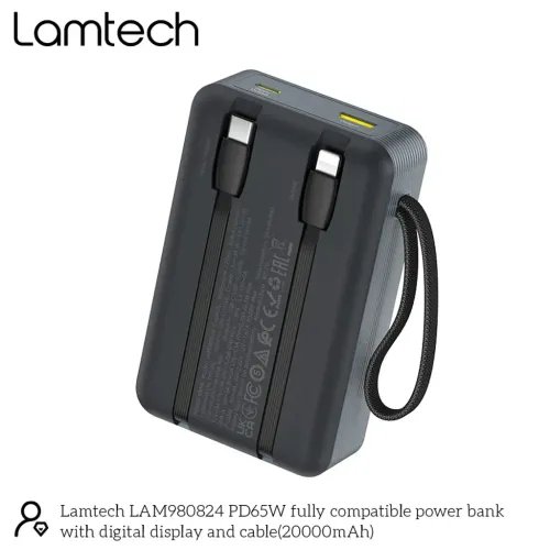 LAMTECHPOWERBANK20000MAHWITHTYPE-CANDLIGHTNINGBUILT-INCABLESQC3.0PD65W