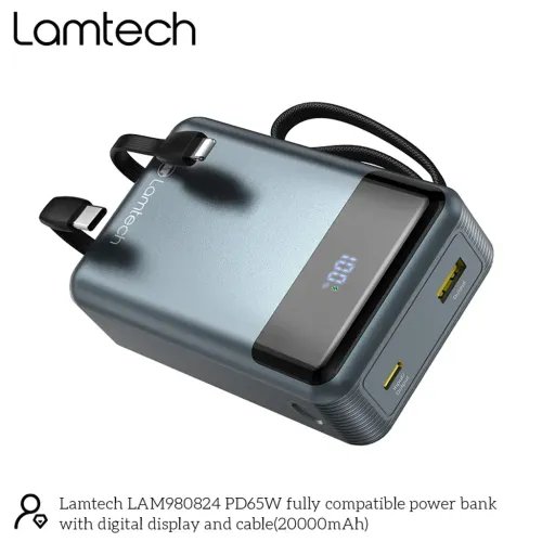 LAMTECHPOWERBANK20000MAHWITHTYPE-CANDLIGHTNINGBUILT-INCABLESQC3.0PD65W