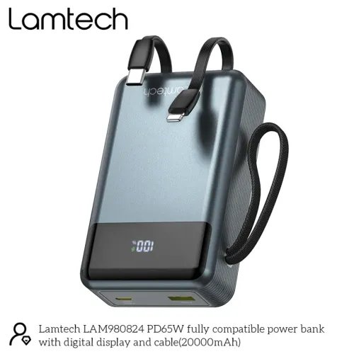 LAMTECHPOWERBANK20000MAHWITHTYPE-CANDLIGHTNINGBUILT-INCABLESQC3.0PD65W