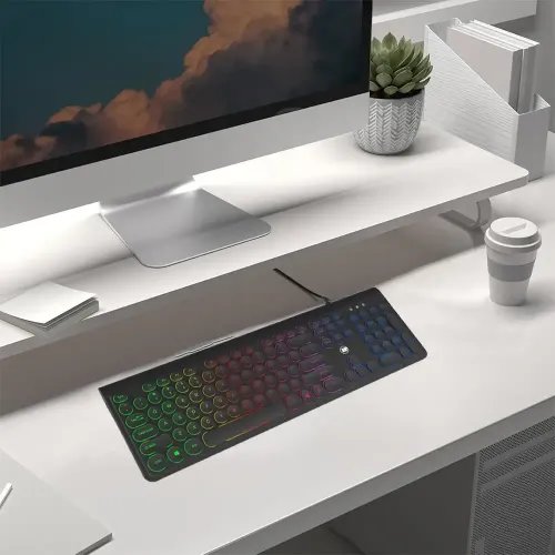 LAMTECHRAINBOWWIREDUSBKEYBOARDWITHROUNDKEYS