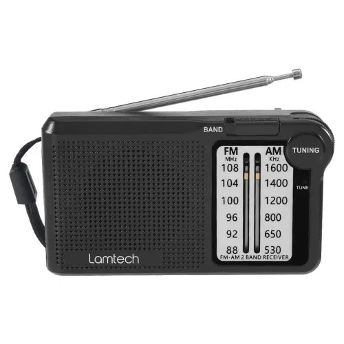 LAMTECH 2 BAND FMAM RADIO WITH EARPHONES JACK BLACK
