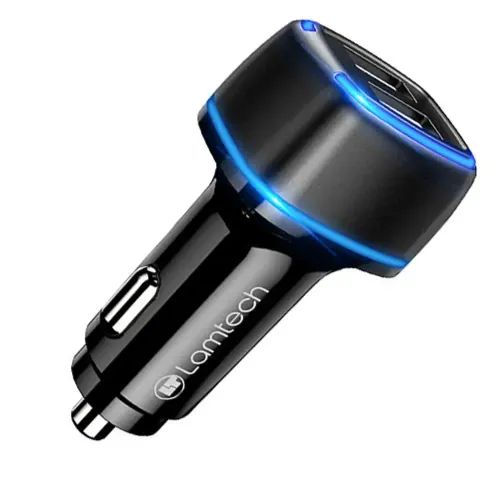 LAMTECH 2xUSB 24A CAR CHARGER FOR MOBILE PHONES BLACK