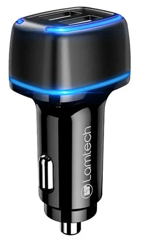 LAMTECH 2xUSB 24A CAR CHARGER FOR MOBILE PHONES BLACK