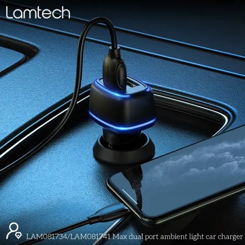 LAMTECH 2xUSB 24A CAR CHARGER FOR MOBILE PHONES BLACK