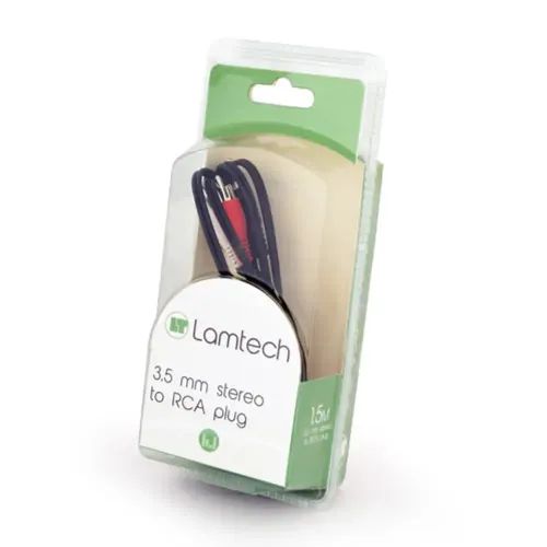 LAMTECH 35MM STEREO TO RCA PLUG CABLE 15M RETAIL PACK
