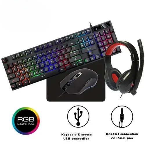 LAMTECH 4 IN 1 RGB GAMING COMBO SET KEYBOARD-MOUSE-HEADSET-MOUSEPAD MERCURY