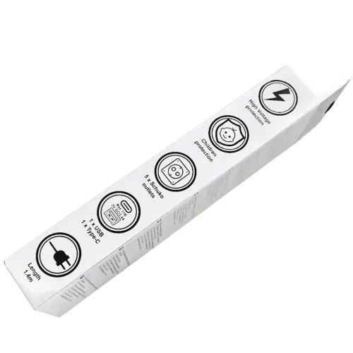 LAMTECH5WAYSURGEPROTECTORWITH1xTYPE-C1xUSB5xSCHUKOBLACKWHITE1.5M