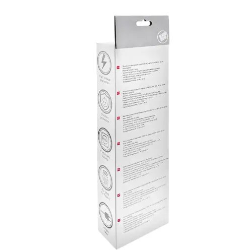 LAMTECH5WAYSURGEPROTECTORWITH1xTYPE-C1xUSB5xSCHUKOBLACKWHITE1.5M