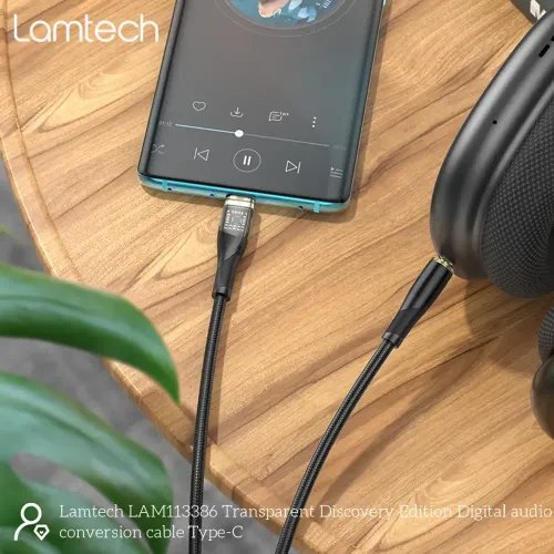 LAMTECH AUDIO CABLE TYPE-C TO 3.5MM JACK BLACK 1M