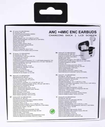 LAMTECH BT5.3 EARBUDS ANC 4MIC ENC WITH LED CHARGING CASE WHITE